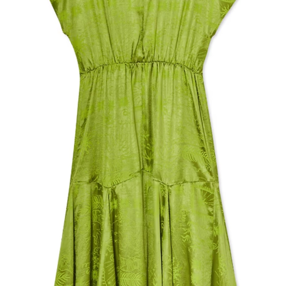 Never Fully Dressed Lime Green Satin Midi Dress - Picture 3 of 10